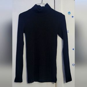 Wilfred Free turtleneck sweater women Small long sleeve ribbed stretch Black top